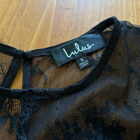 Lulus Sheer Black Lace Top - Size Small - Picture 9 of 9